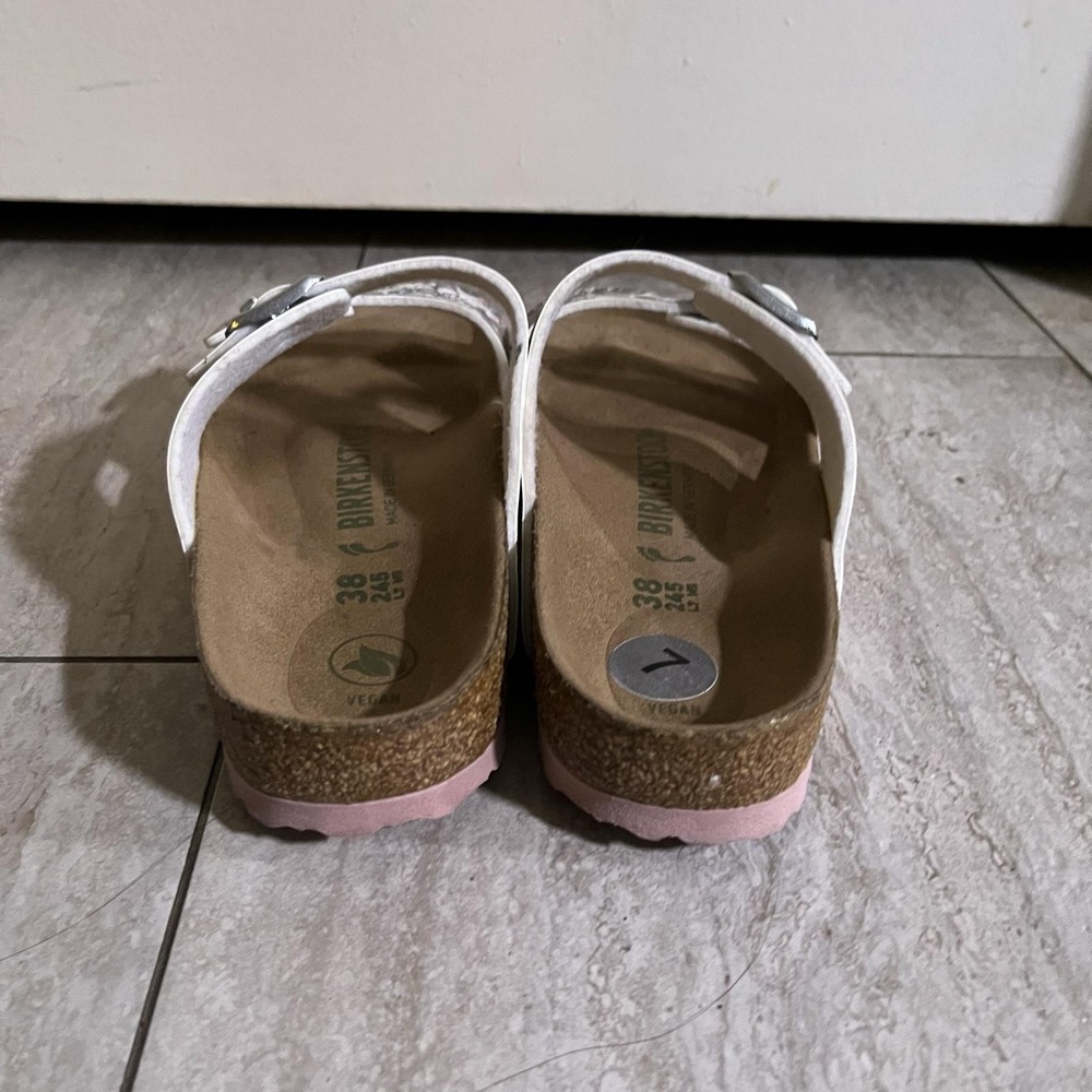 Birkenstock Arizona Sandals Womens 7 Multicolor Paisley Vegan Slide Shoes Pink - Picture 4 of 8